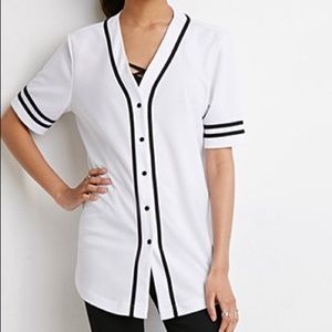 White Baseball Button Up Plain Jersey